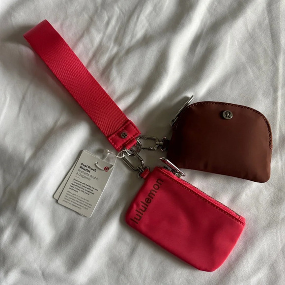 48🆕🤎 Lululemon Dual Pouch Wristlet Ancient Copper Glazed Pink - Picture 1 of 6